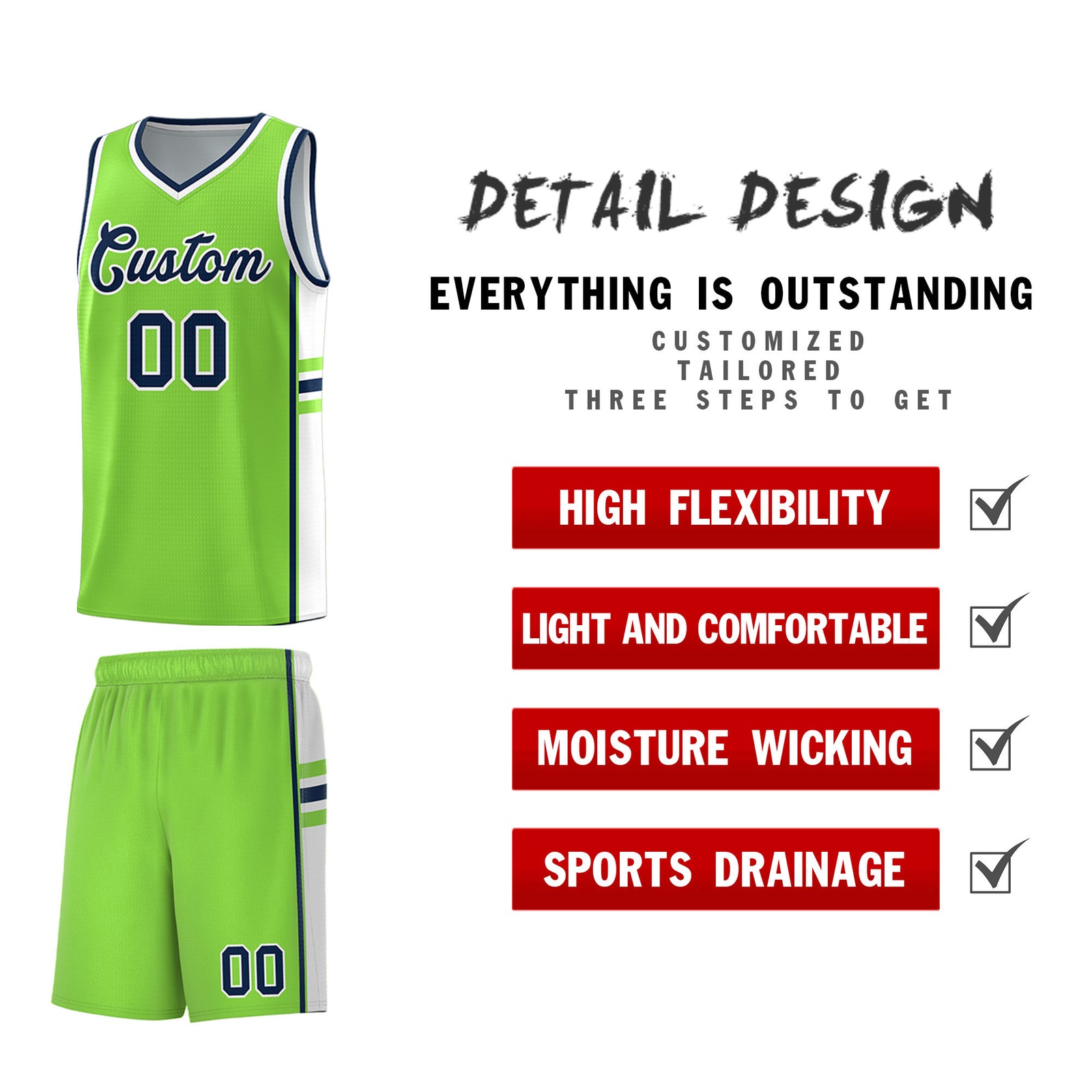 Custom Youth Basketball Jersey - Fluorescent Green White Two-Tone Classic Varsity Uniform