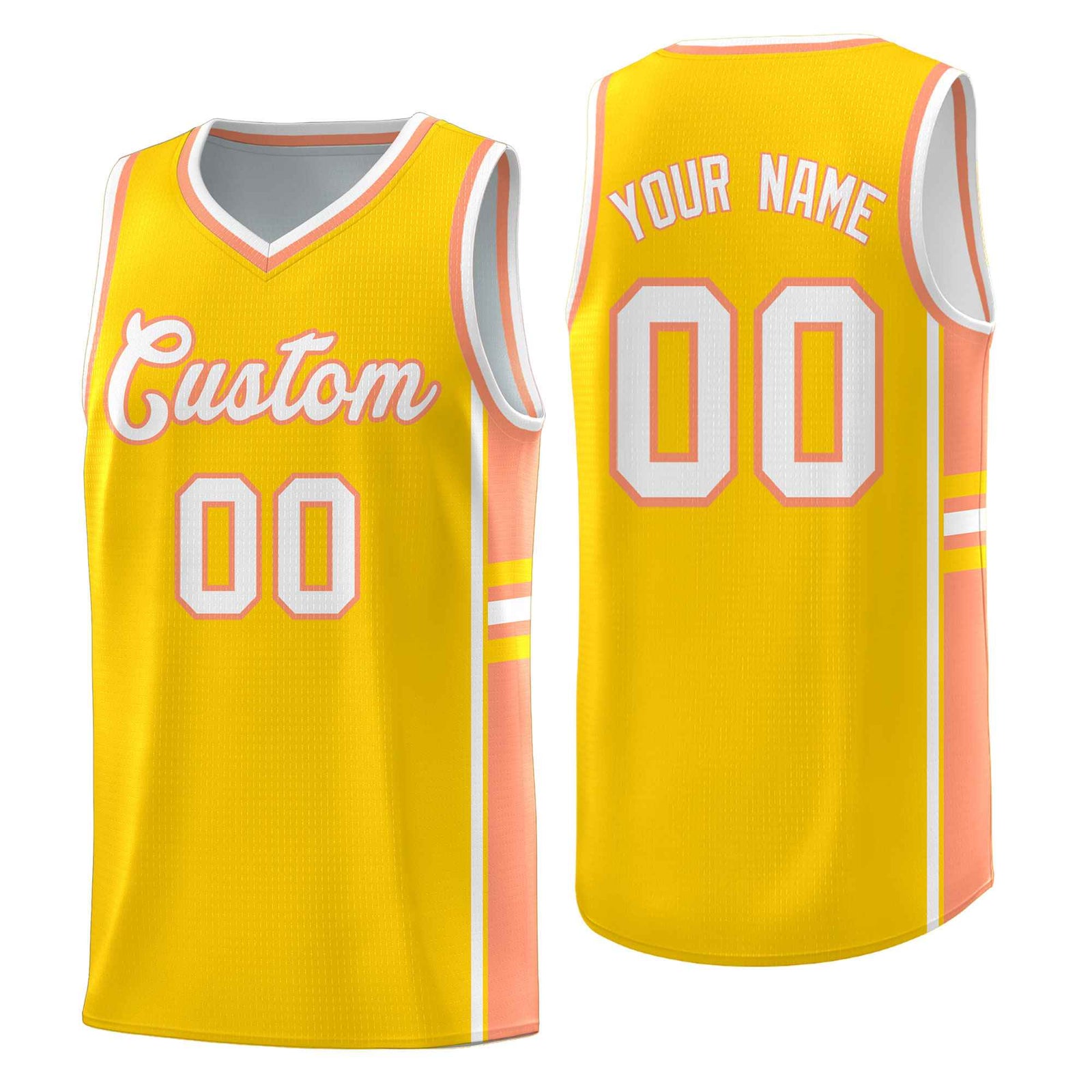 Custom Youth Basketball Jersey - Gold Light Orange Personalized Varsity Two-Tone Uniform