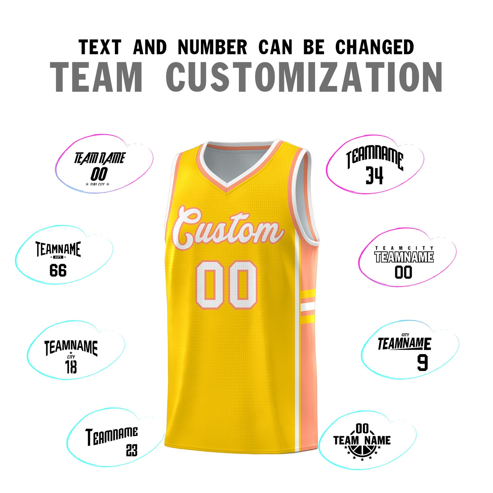 Custom Youth Basketball Jersey - Gold Light Orange Personalized Varsity Two-Tone Uniform