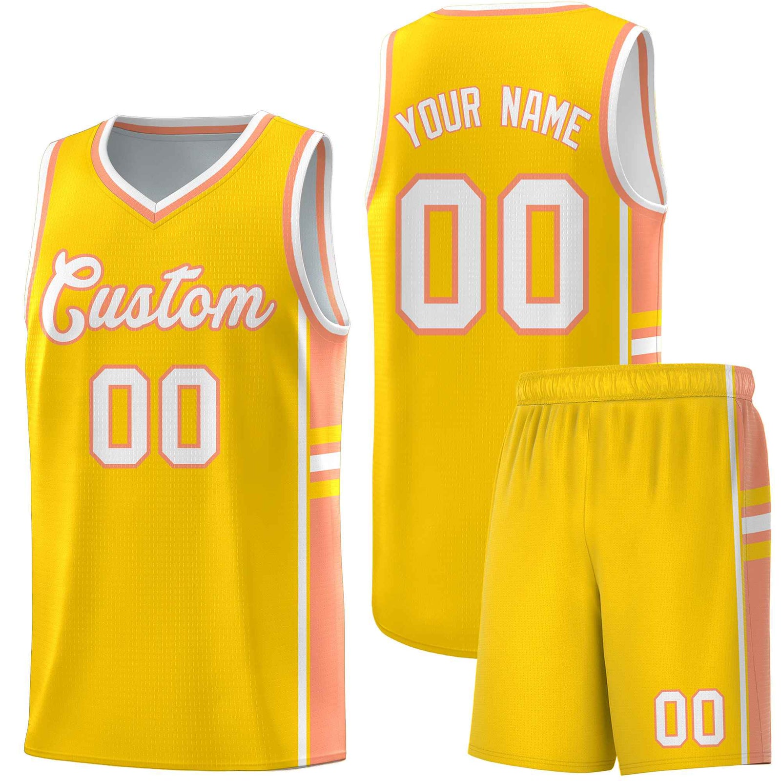 Custom Youth Basketball Jersey - Gold Light Orange Personalized Varsity Two-Tone Uniform