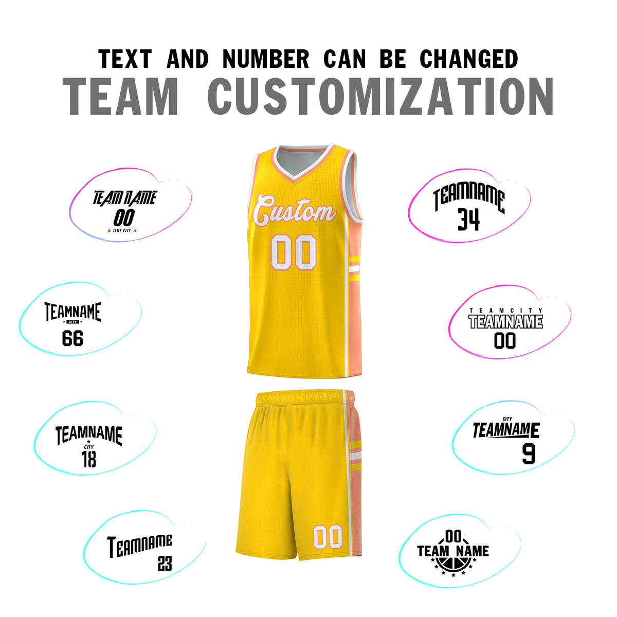 Custom Youth Basketball Jersey - Gold Light Orange Personalized Varsity Two-Tone Uniform
