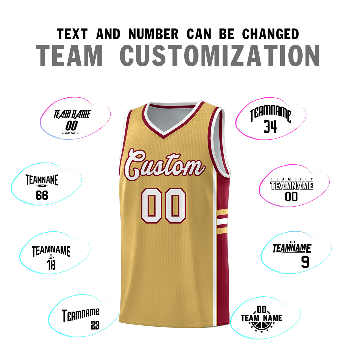 Custom Youth Basketball Jersey - Old Gold Crimson Two-Tone Classic Varsity Uniform