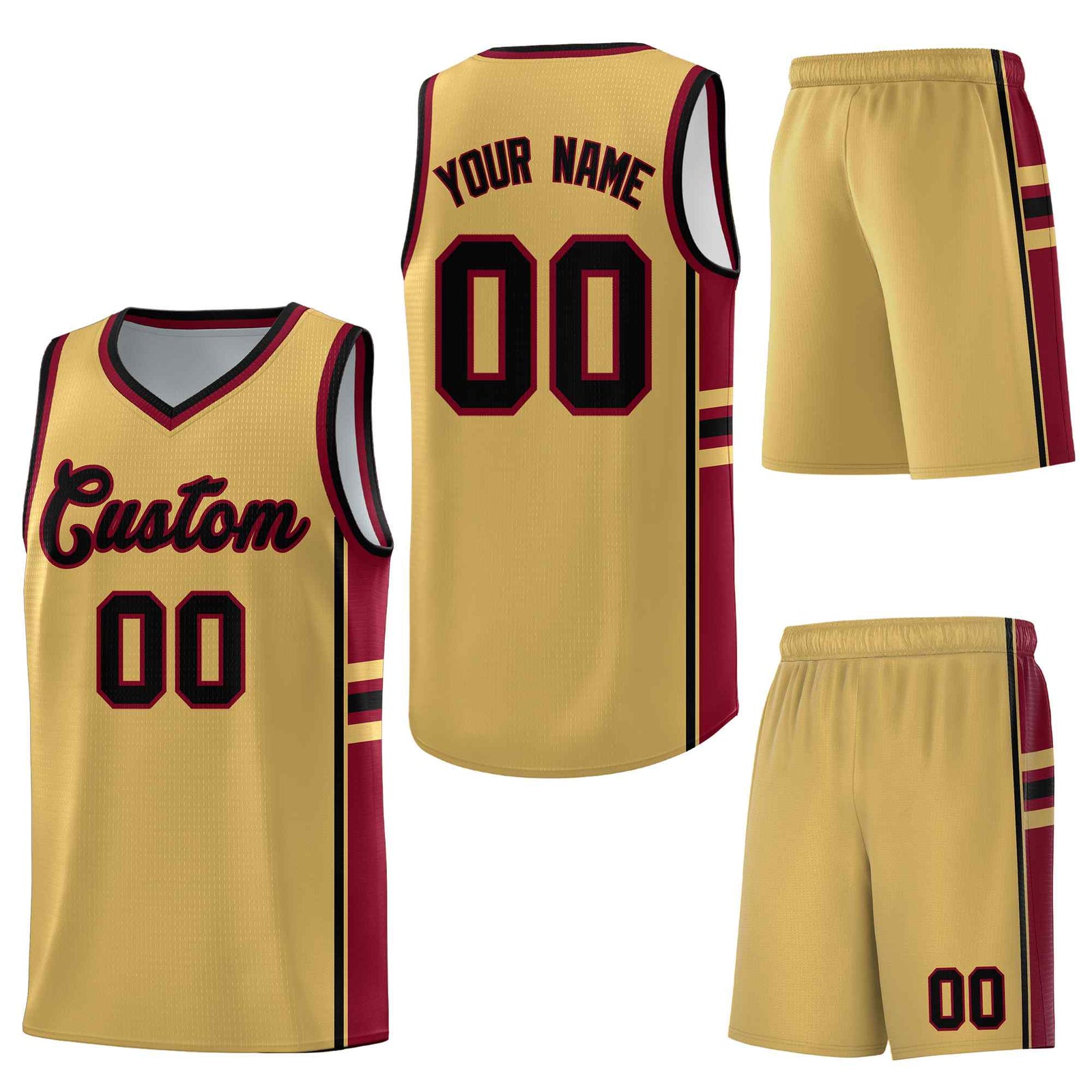 Custom Old Gold Crimson Classic Color Block Lightweight Personalized Uniform Basketball Jersey