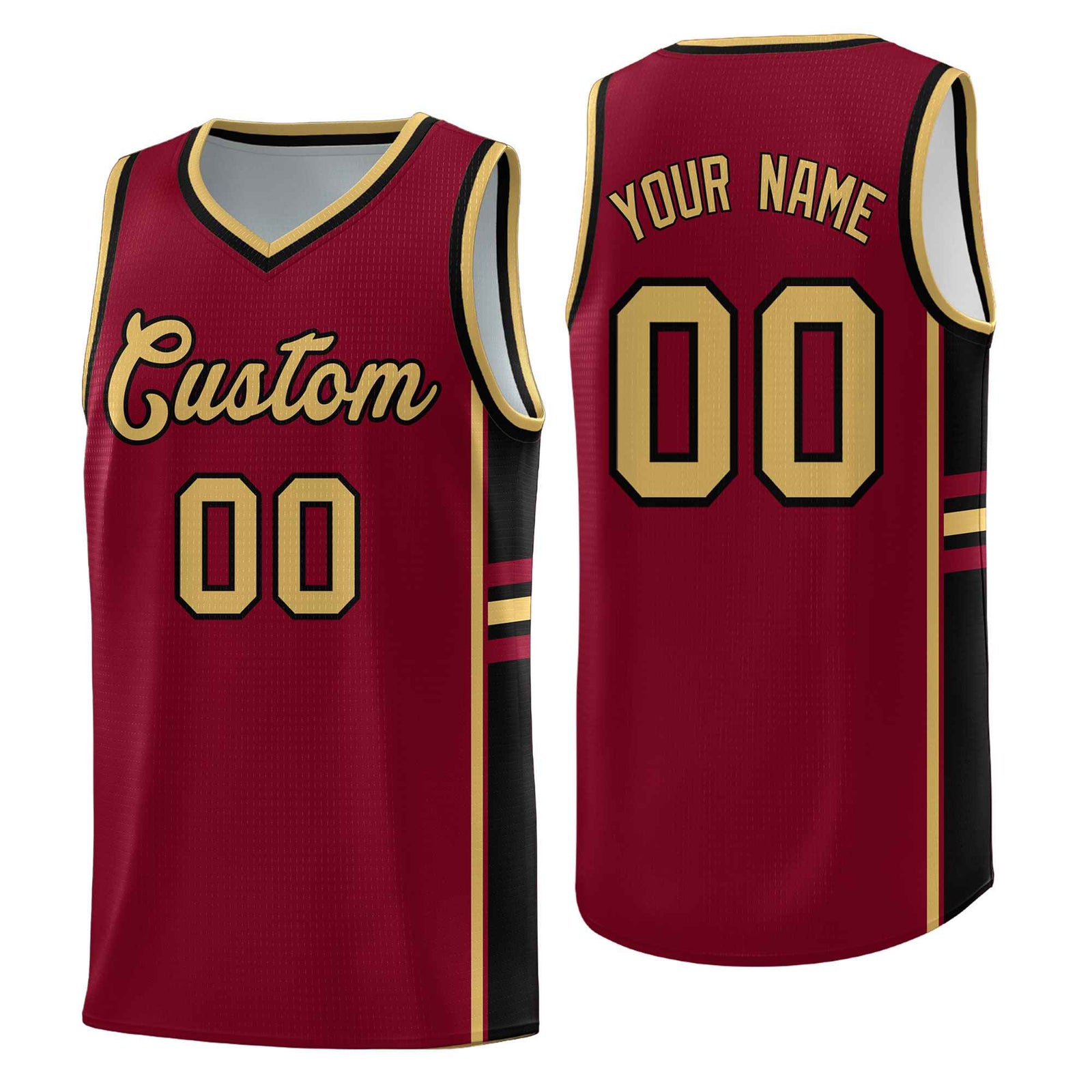 Custom Youth Basketball Jersey - Crimson Black Personalized Varsity Two-Tone Uniform