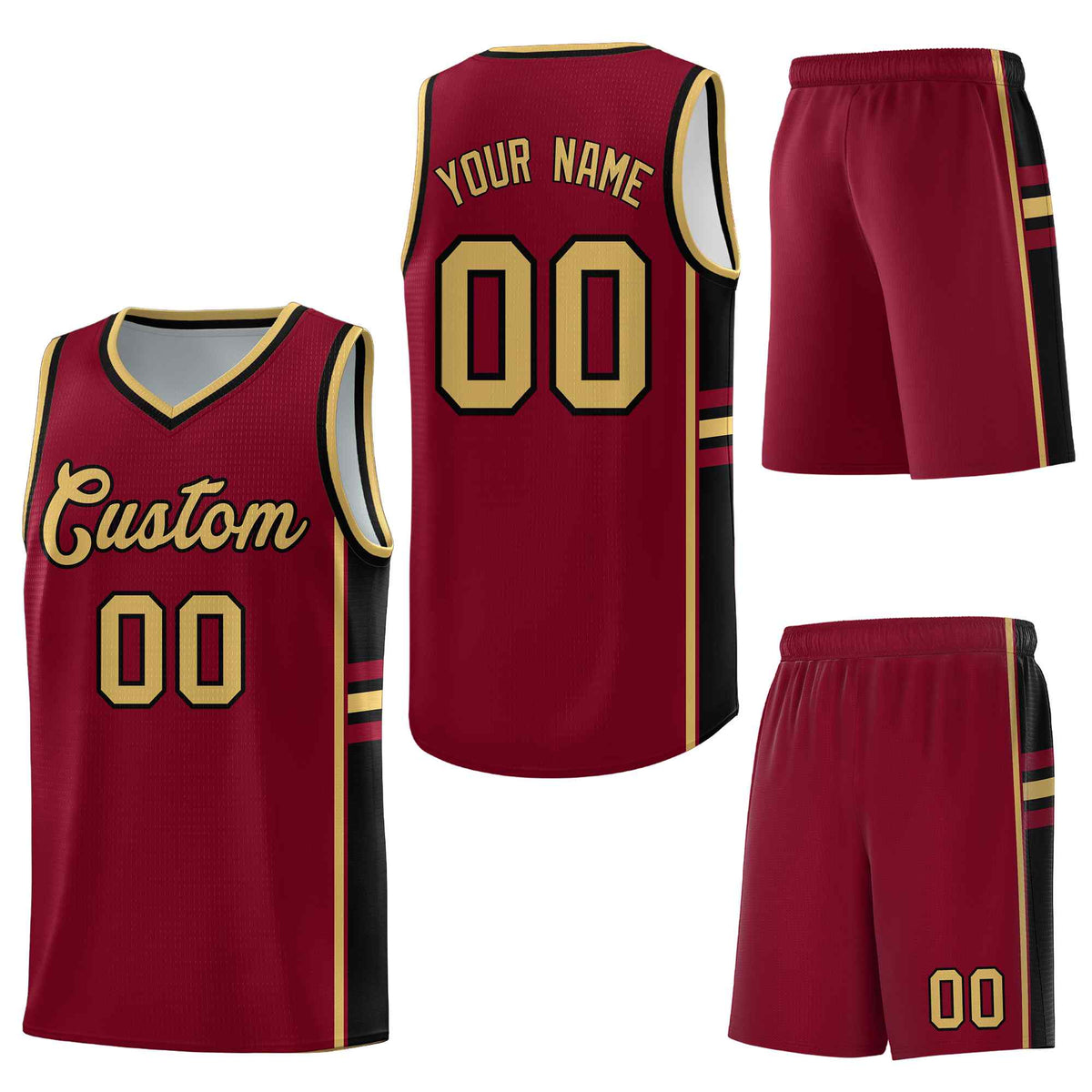 Custom Crimson Black Classic Color Block Wrinkle-Resistant Varsity Uniform Basketball Jersey