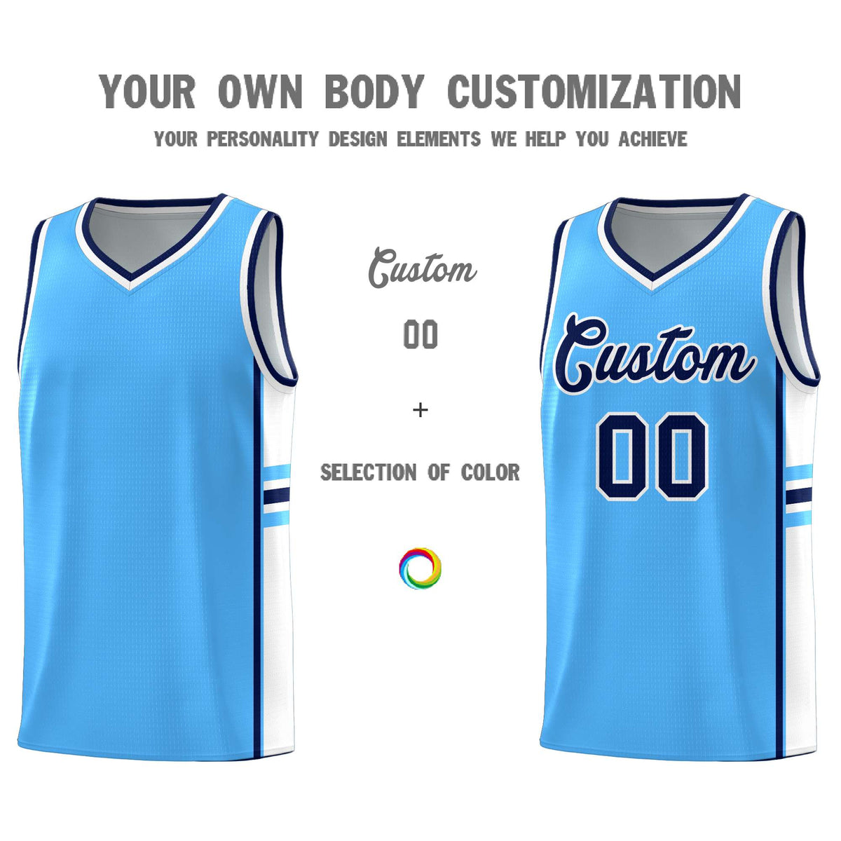 Custom Youth Basketball Jersey - Powder Blue White Personalized Varsity Two-Tone Uniform