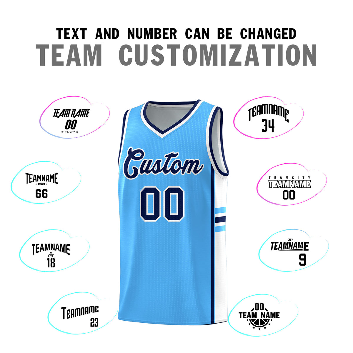 Custom Youth Basketball Jersey - Powder Blue White Personalized Varsity Two-Tone Uniform