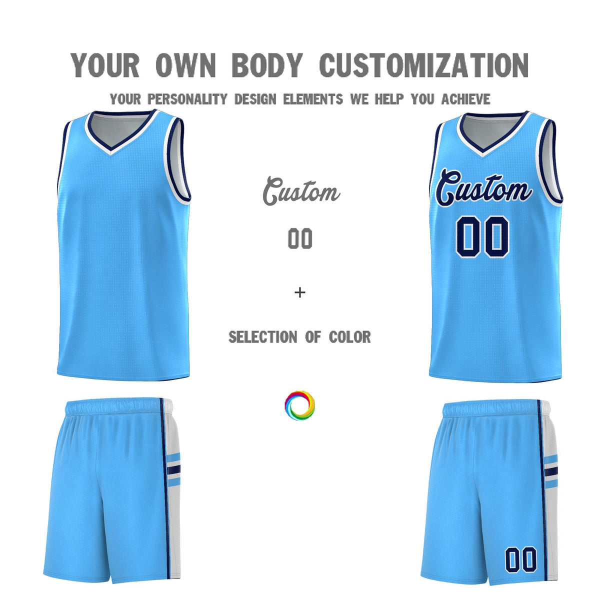 Custom Youth Basketball Jersey - Powder Blue White Personalized Varsity Two-Tone Uniform
