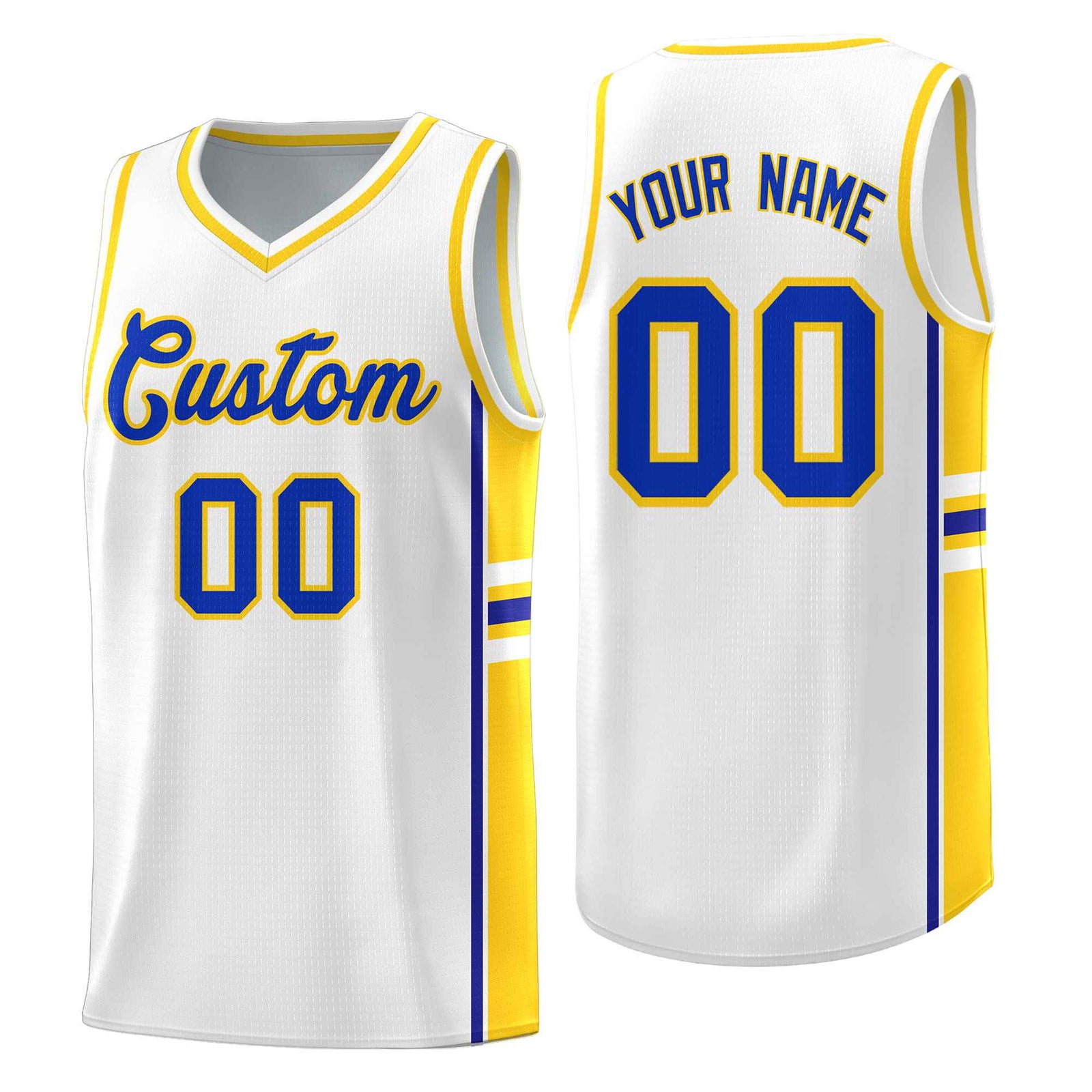 Custom Youth Basketball Jersey - White Fluorescent Yellow Two-Tone Varsity Jersey Set