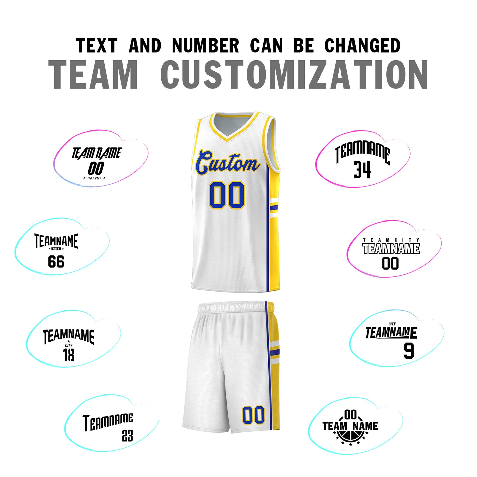 Custom Youth Basketball Jersey - White Fluorescent Yellow Two-Tone Varsity Jersey Set