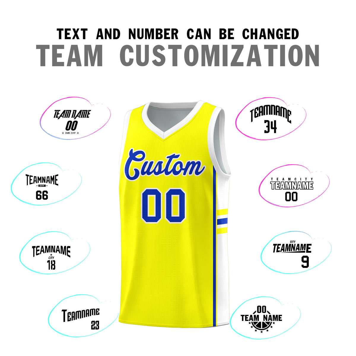 Custom Youth Basketball Jersey - Fluorescent Yellow White Two-Tone Classic Varsity Uniform