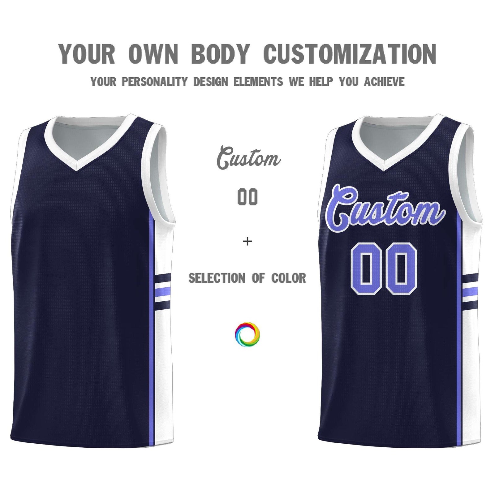 Custom Youth Basketball Jersey - Navy White Personalized Varsity Two-Tone Uniform