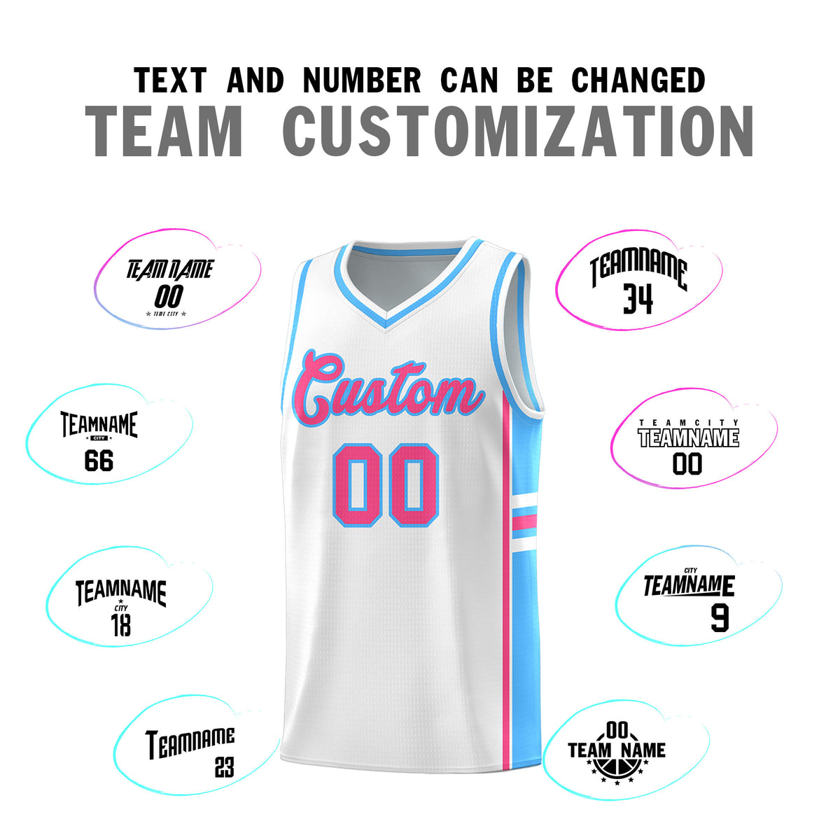 Custom Youth Basketball Jersey - White Powder Blue Two-Tone Varsity Jersey Set