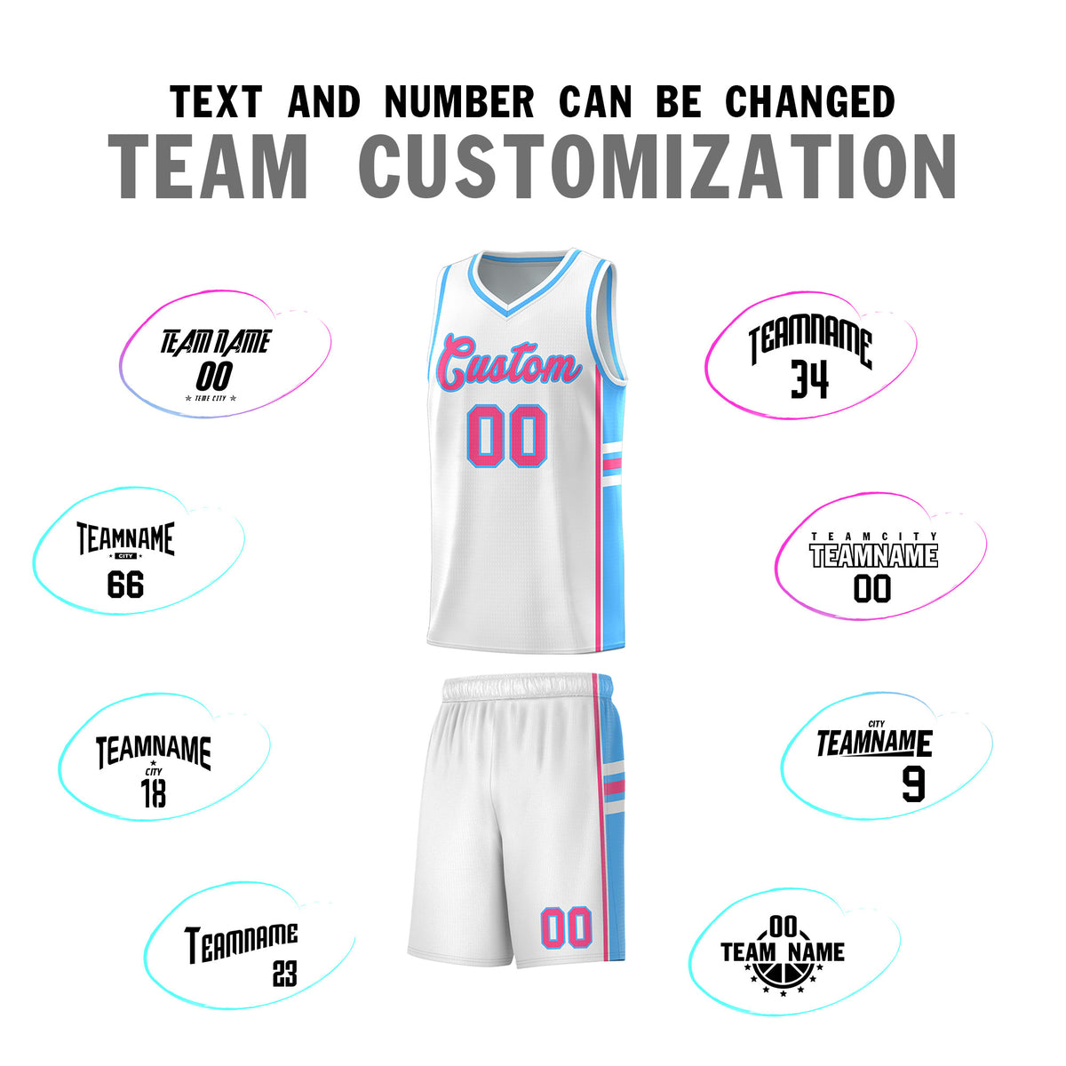 Custom Youth Basketball Jersey - White Powder Blue Two-Tone Varsity Jersey Set