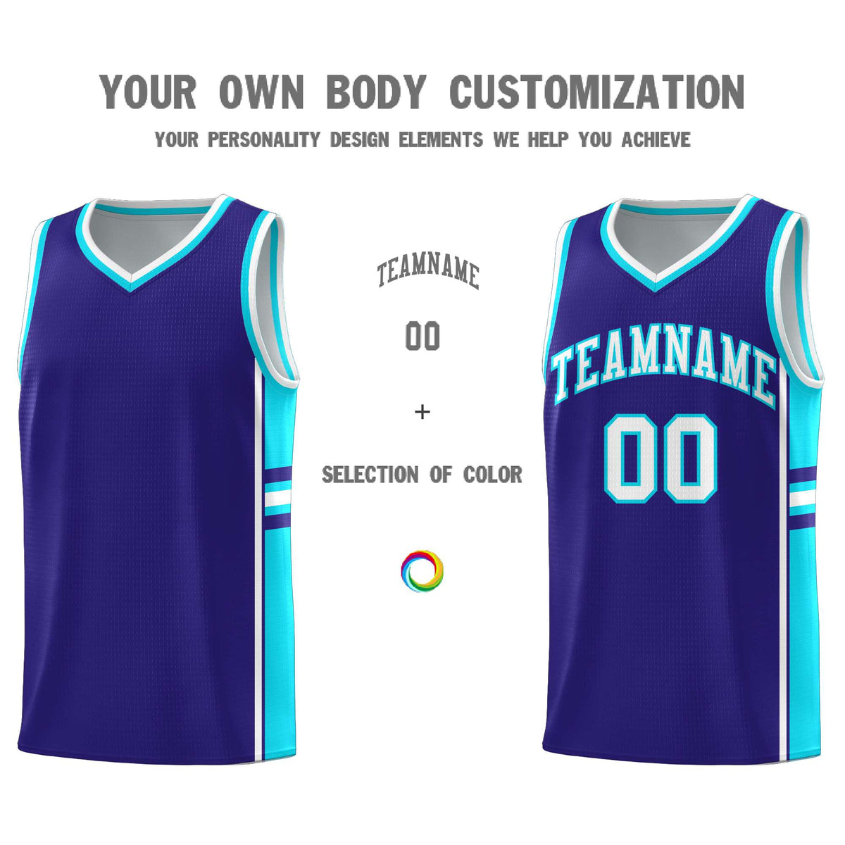 Custom Youth Basketball Jersey - Royal Sky Blue Two-Tone Varsity Jersey Set