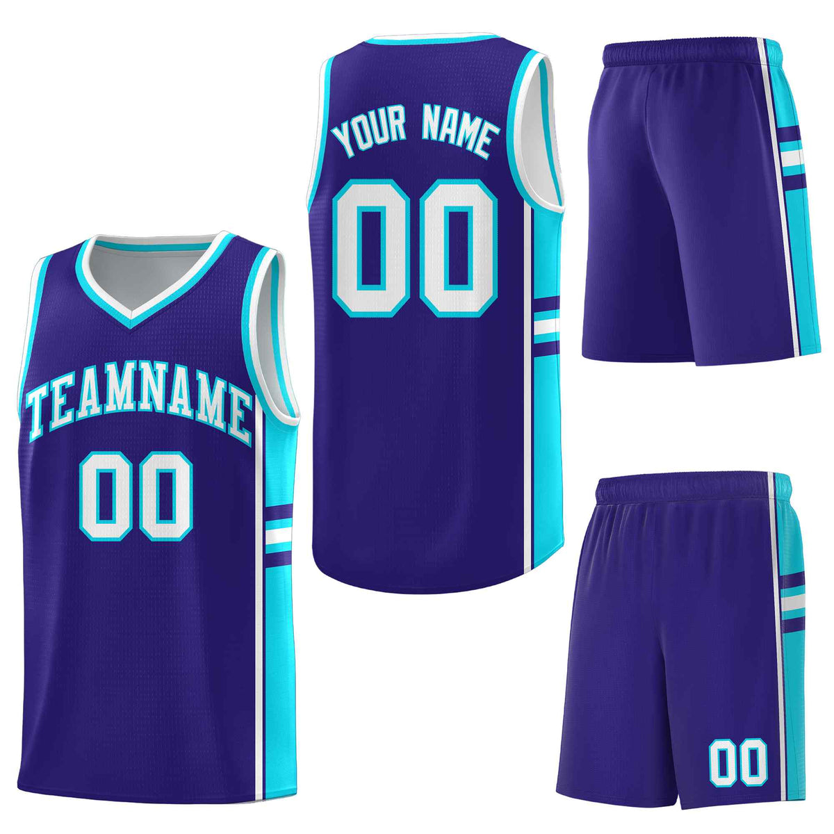 Custom Royal Sky Blue Classic Color Block Lightweight Varsity Uniform Basketball Jersey