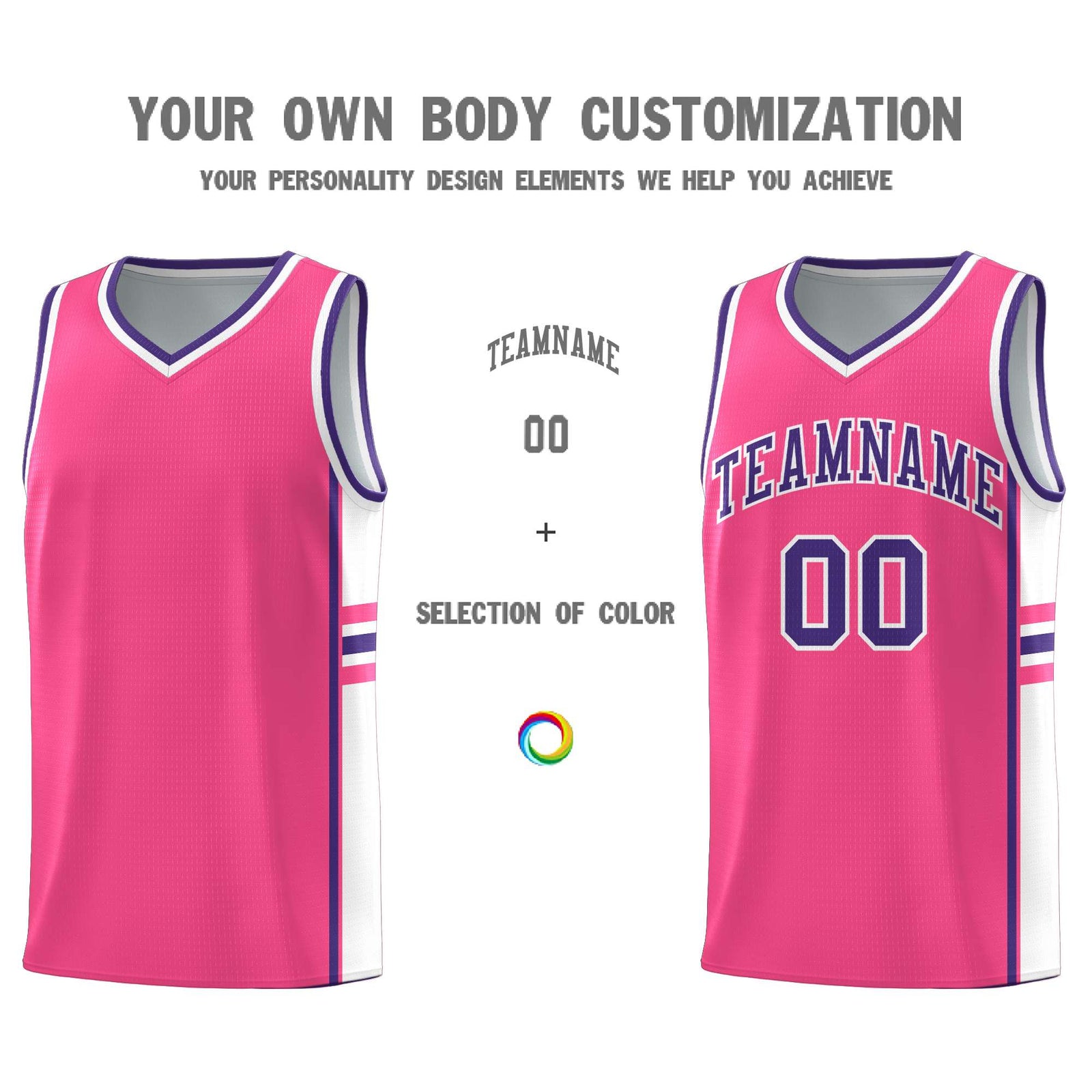 Custom Youth Basketball Jersey - Pink White Two-Tone Varsity Jersey Set