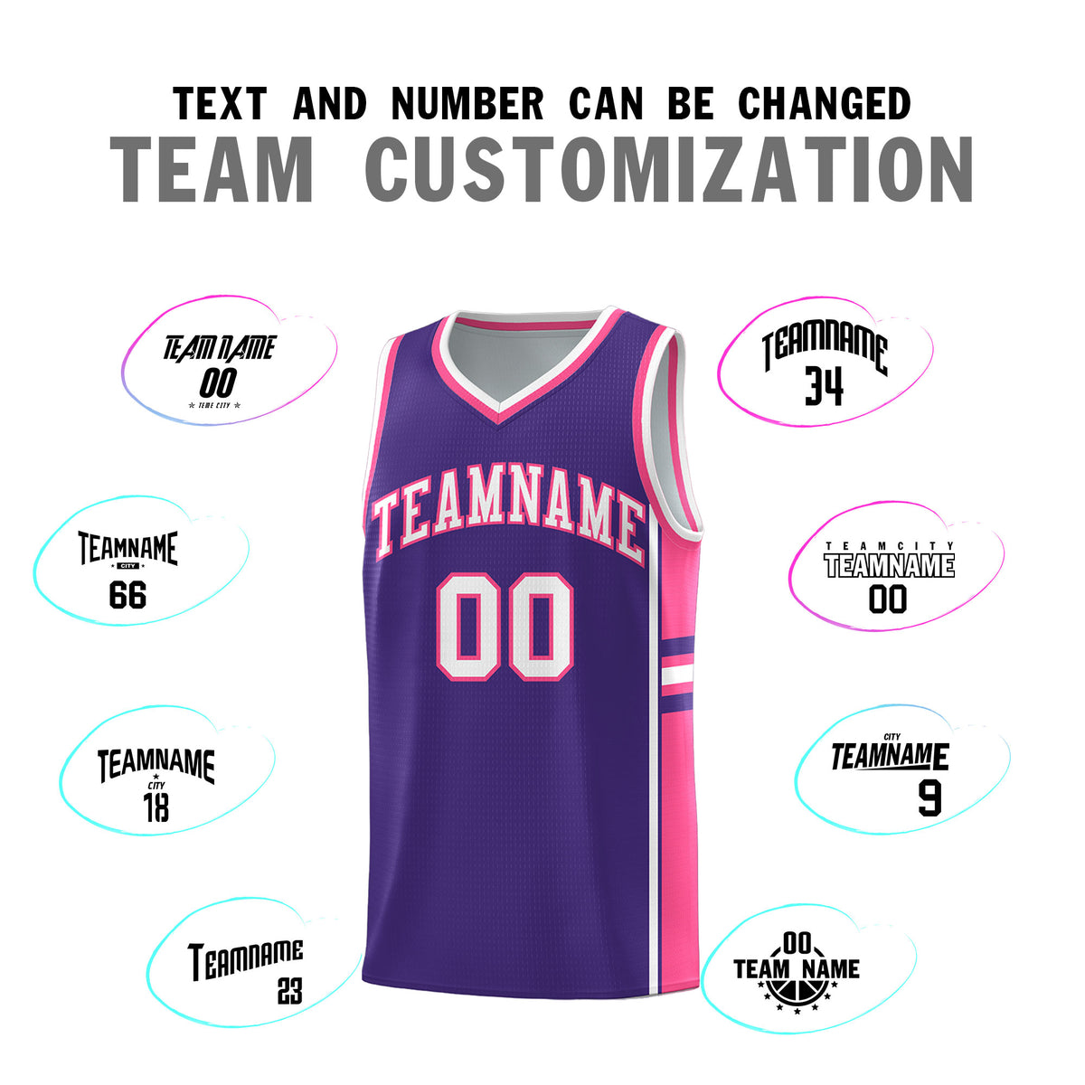 Custom Youth Basketball Jersey - Purple Pink Two-Tone Classic Varsity Uniform