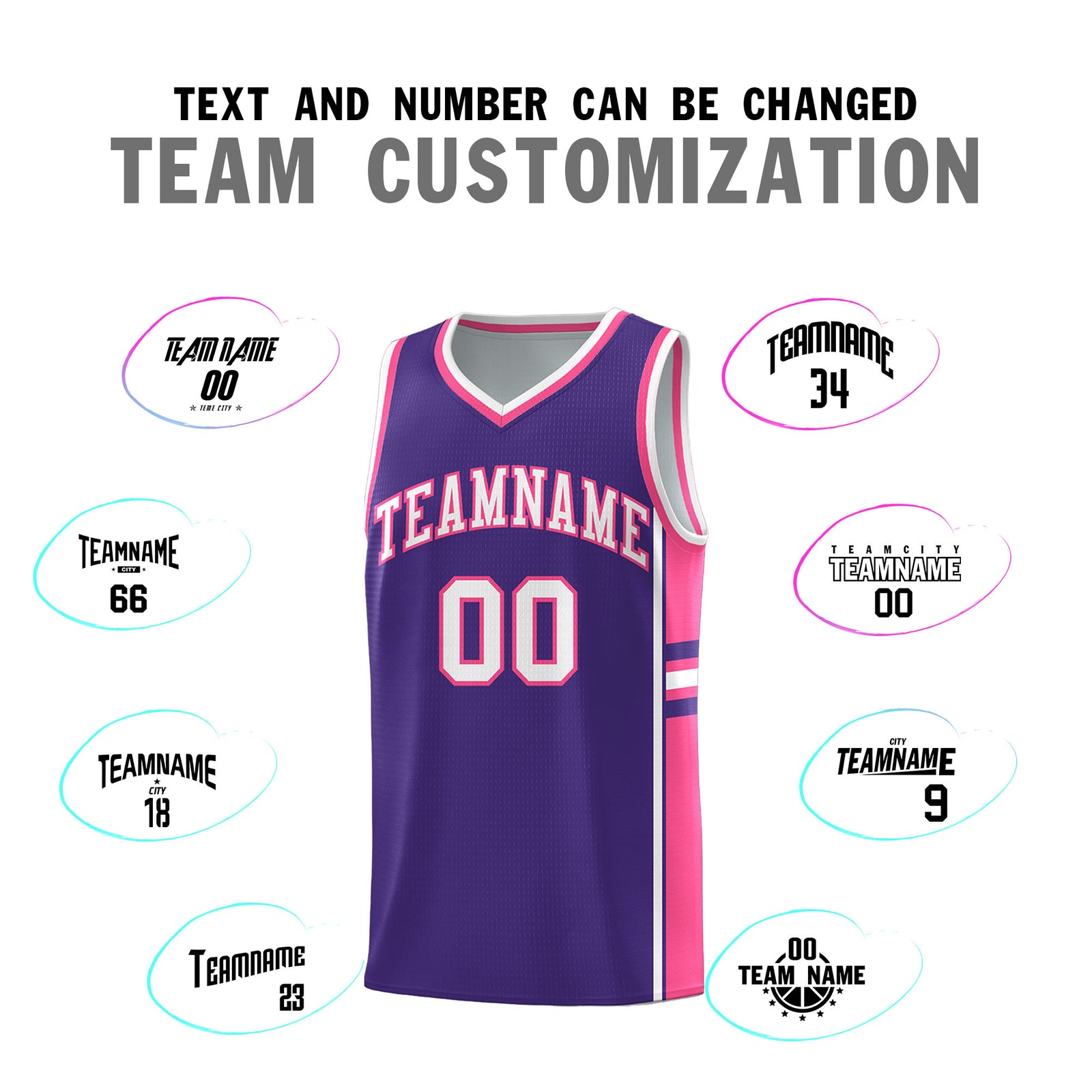 Custom Youth Basketball Jersey - Purple Pink Two-Tone Classic Varsity Uniform