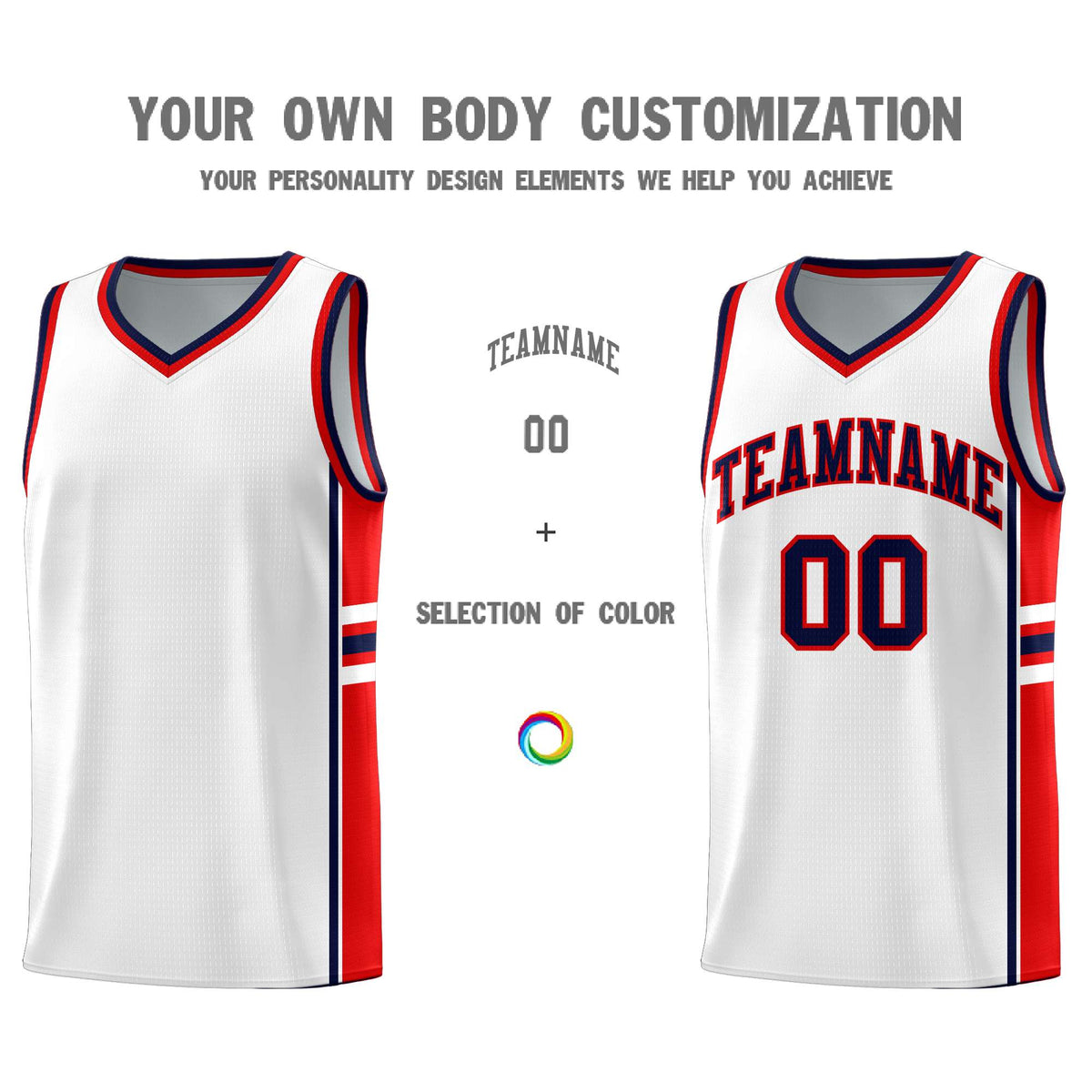 Custom Youth Basketball Jersey - White Red Personalized Varsity Two-Tone Uniform