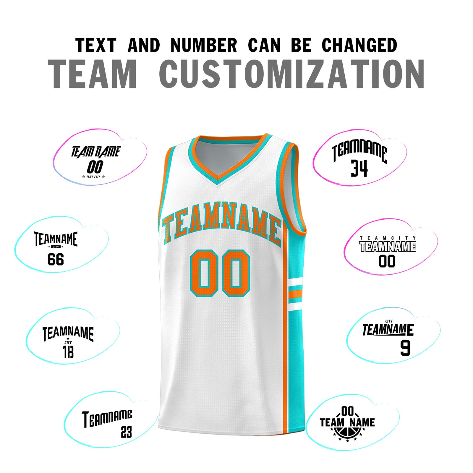 Custom Youth Basketball Jersey - White Aqua Personalized Varsity Two-Tone Uniform