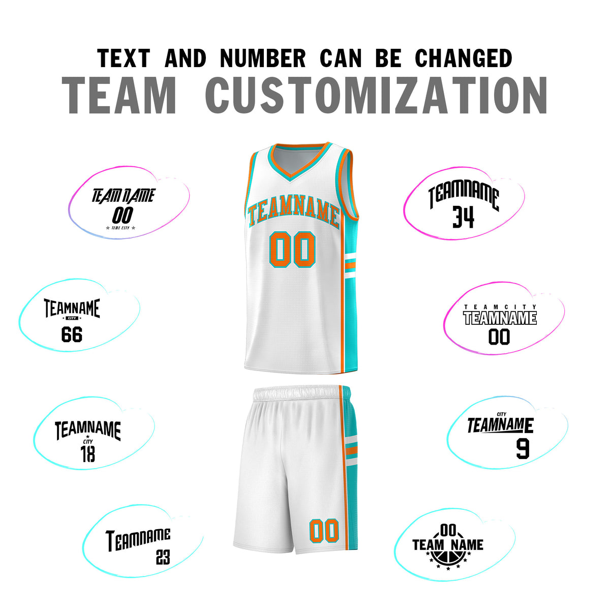 Custom Youth Basketball Jersey - White Aqua Personalized Varsity Two-Tone Uniform