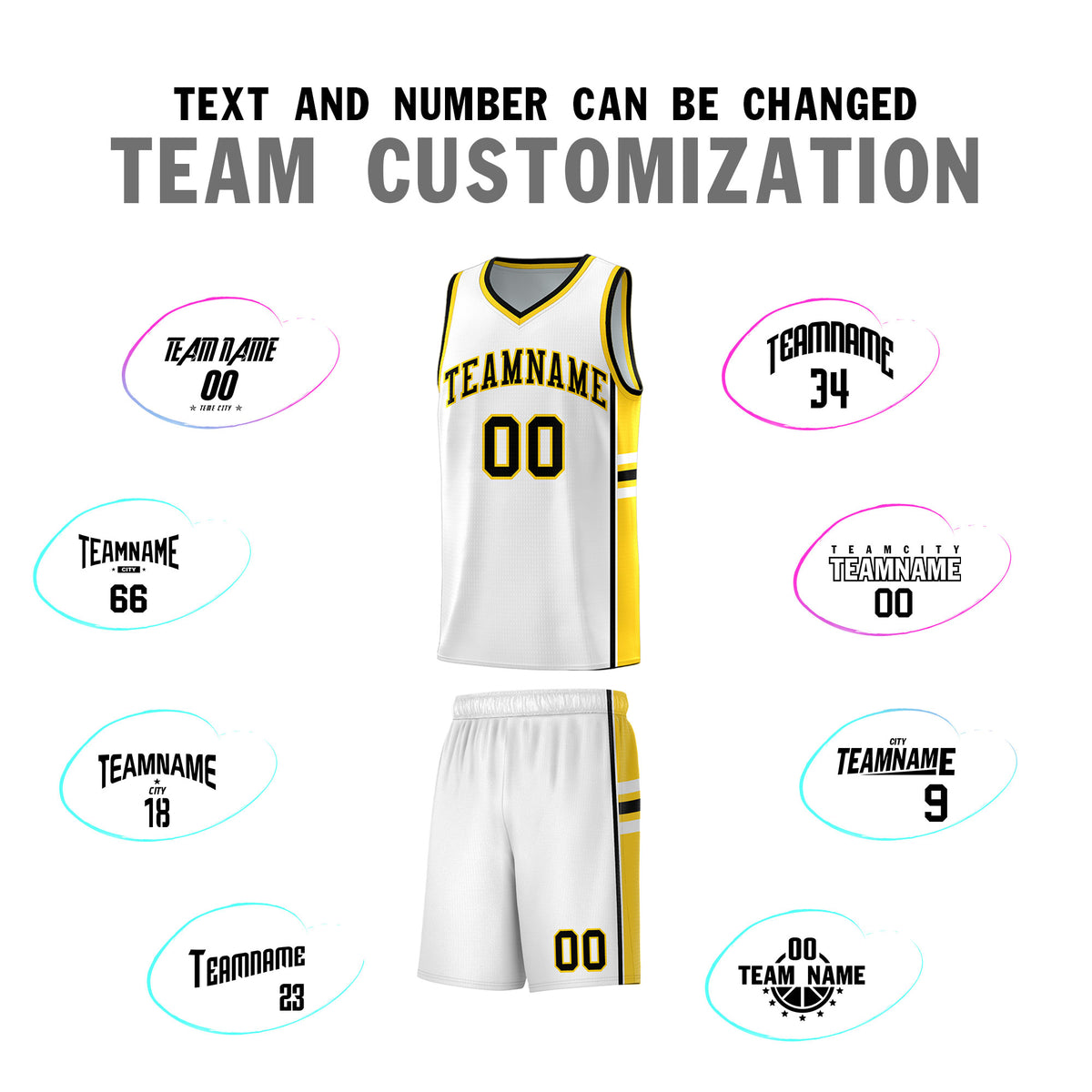 Custom Youth Basketball Jersey - White Gold Personalized Varsity Two-Tone Uniform