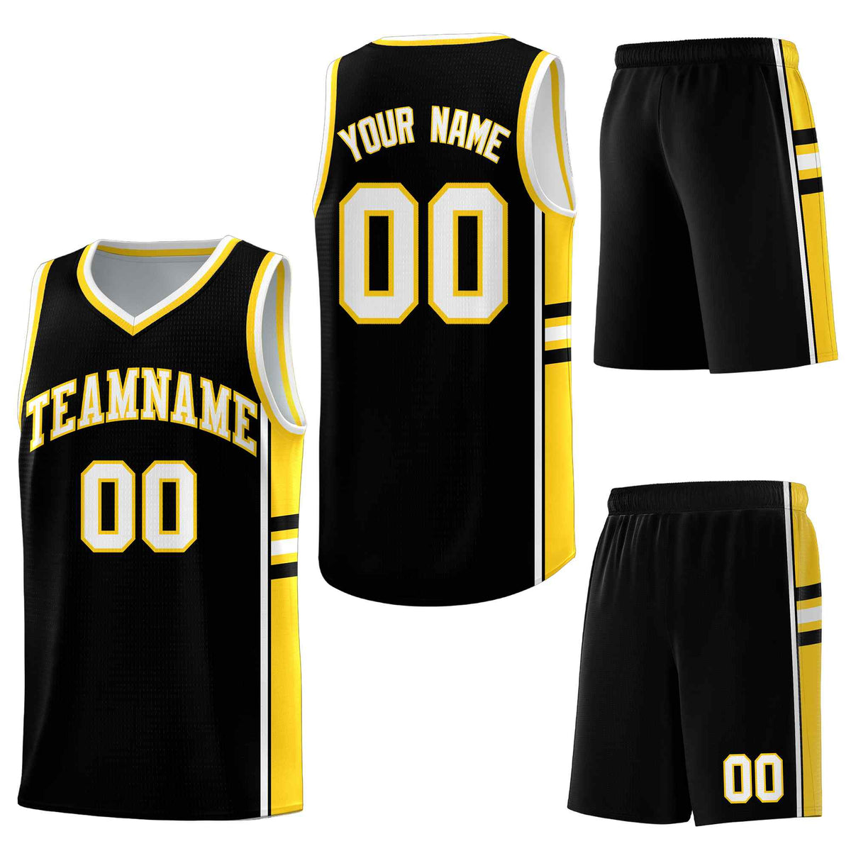 Custom Black Gold Classic Color Block Wrinkle-Resistant Personalized Uniform Basketball Jersey