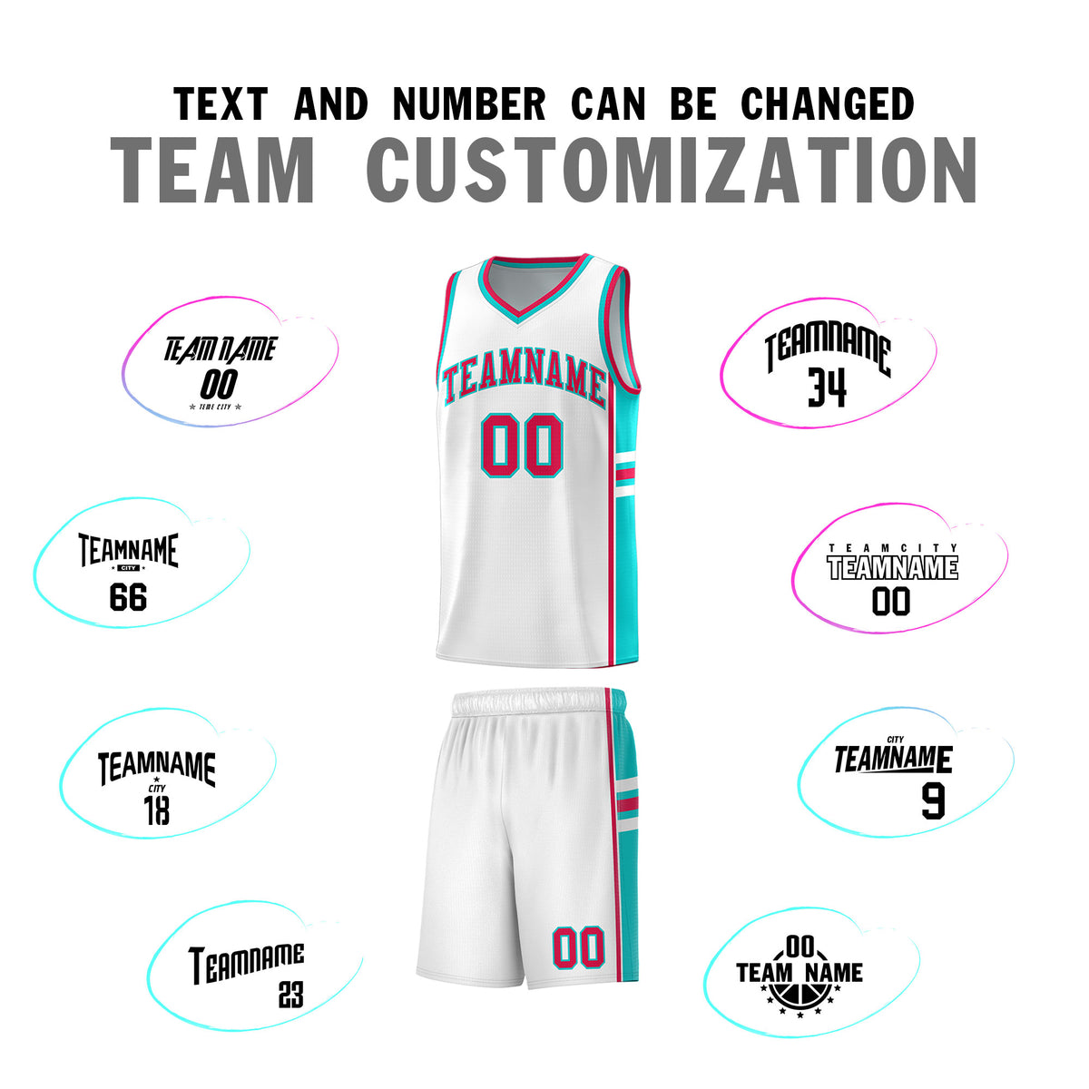 Custom Youth Basketball Jersey - White Aqua Personalized Varsity Two-Tone Uniform