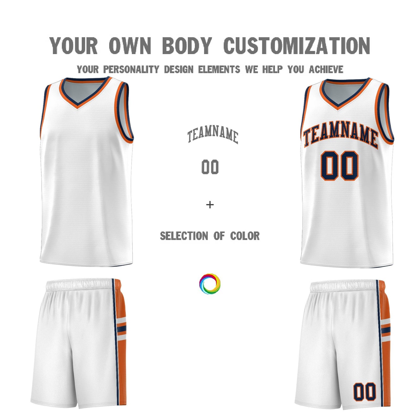 Custom Youth Basketball Jersey - White Orange Personalized Varsity Two-Tone Uniform