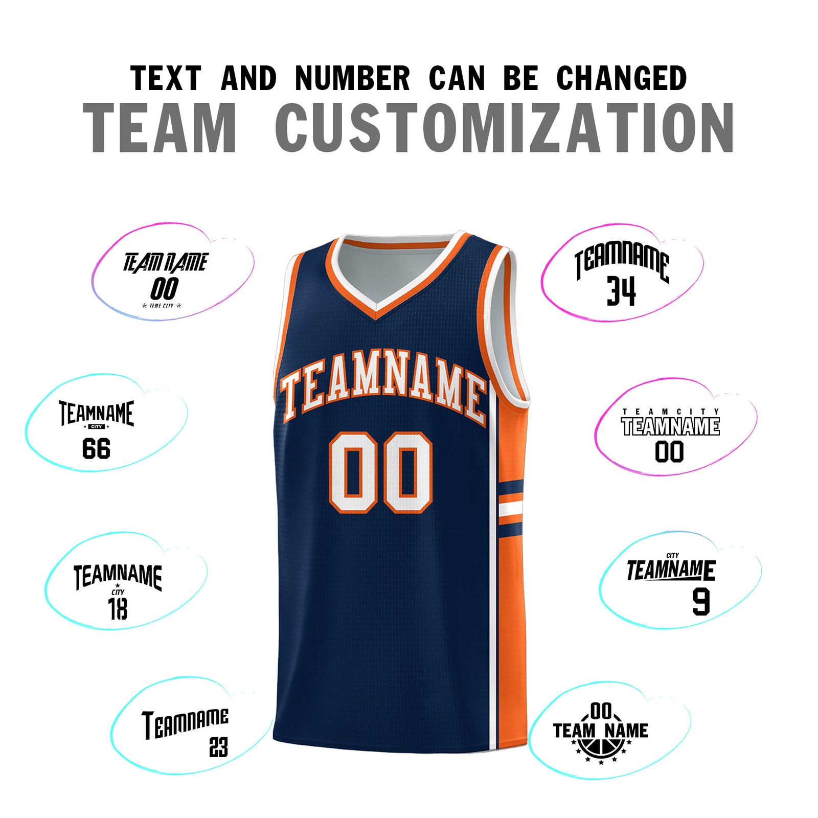 Custom Youth Basketball Jersey - Navy Orange Two-Tone Varsity Jersey Set