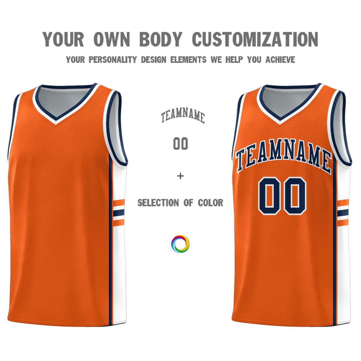 Custom Youth Basketball Jersey - Orange White Two-Tone Classic Varsity Uniform