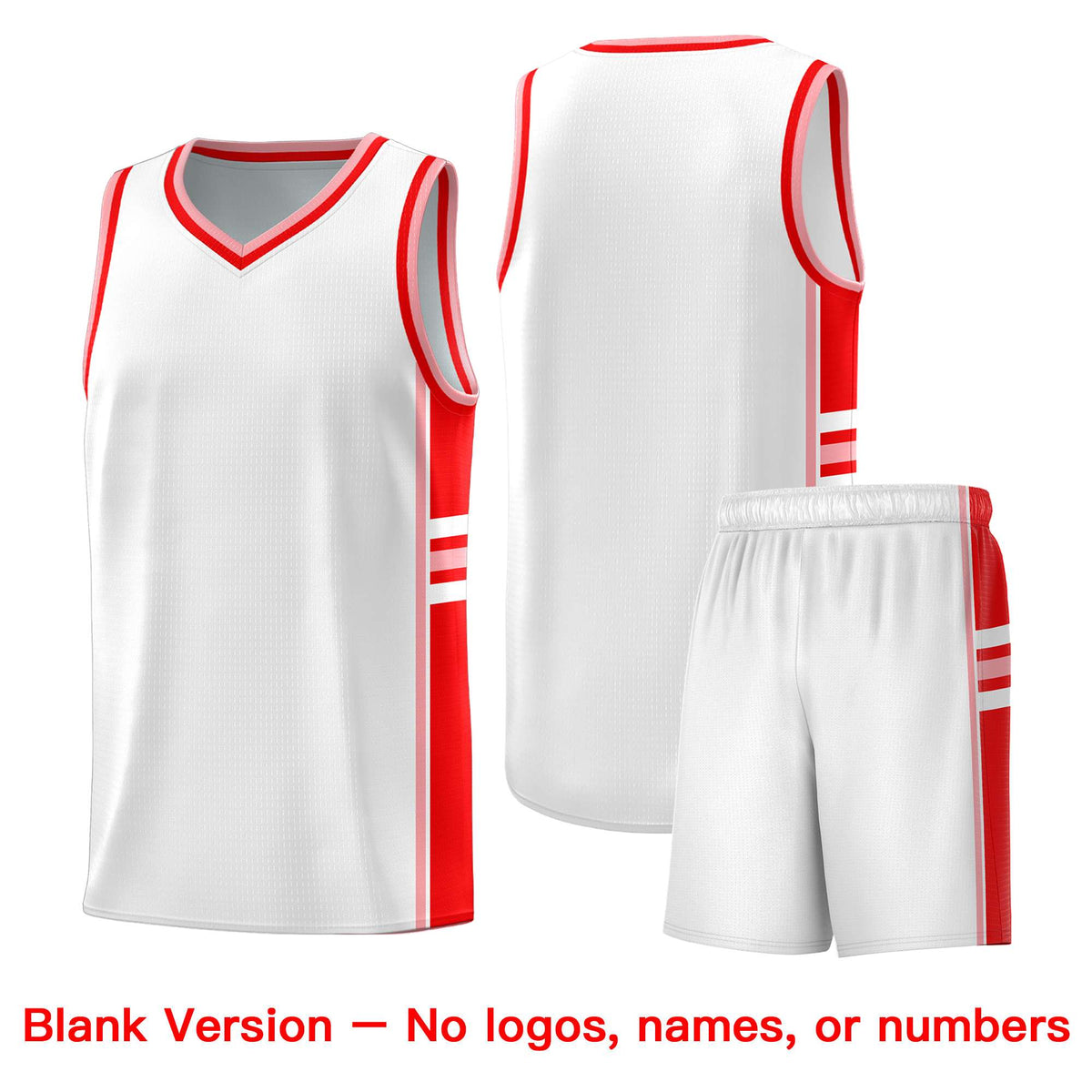 Custom Youth Basketball Jersey - White Light Red Personalized Varsity Two-Tone Uniform