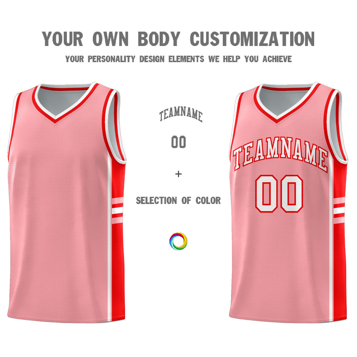Custom Youth Basketball Jersey - Light Pink Light Red Two-Tone Varsity Jersey Set