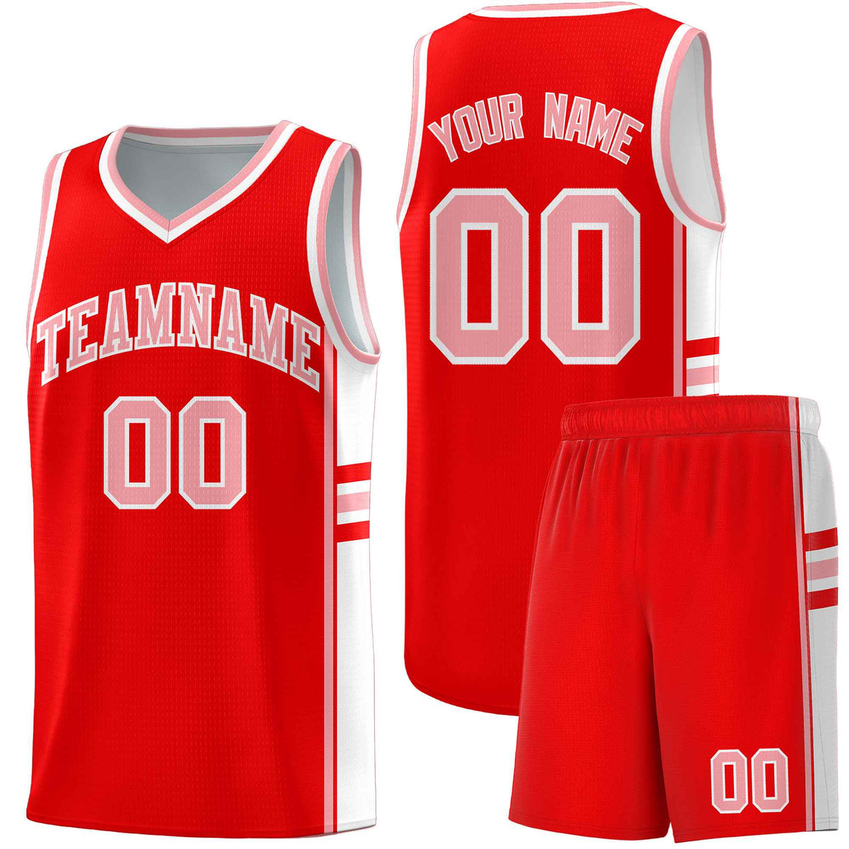 Custom Youth Basketball Jersey - Light Red White Two-Tone Classic Varsity Uniform