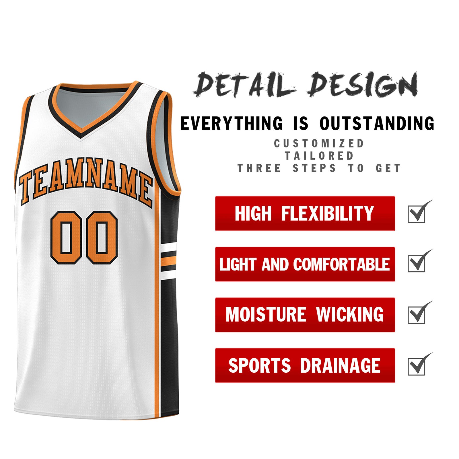 Custom Youth Basketball Jersey - White Gold Orange Personalized Varsity Two-Tone Uniform