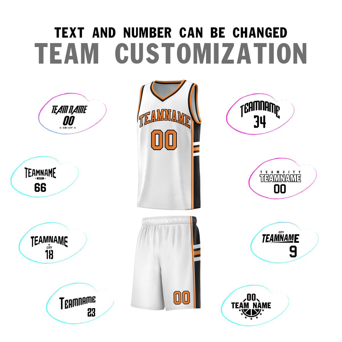 Custom Youth Basketball Jersey - White Gold Orange Personalized Varsity Two-Tone Uniform