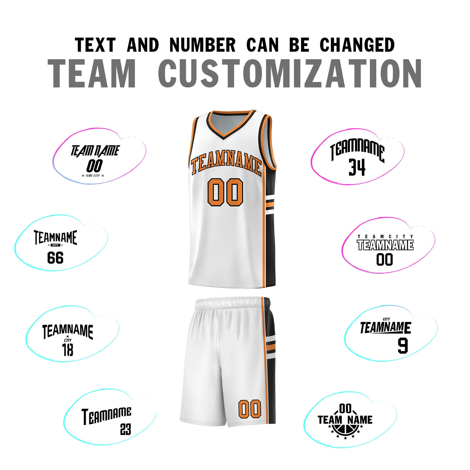 Custom Youth Basketball Jersey - White Gold Orange Personalized Varsity Two-Tone Uniform