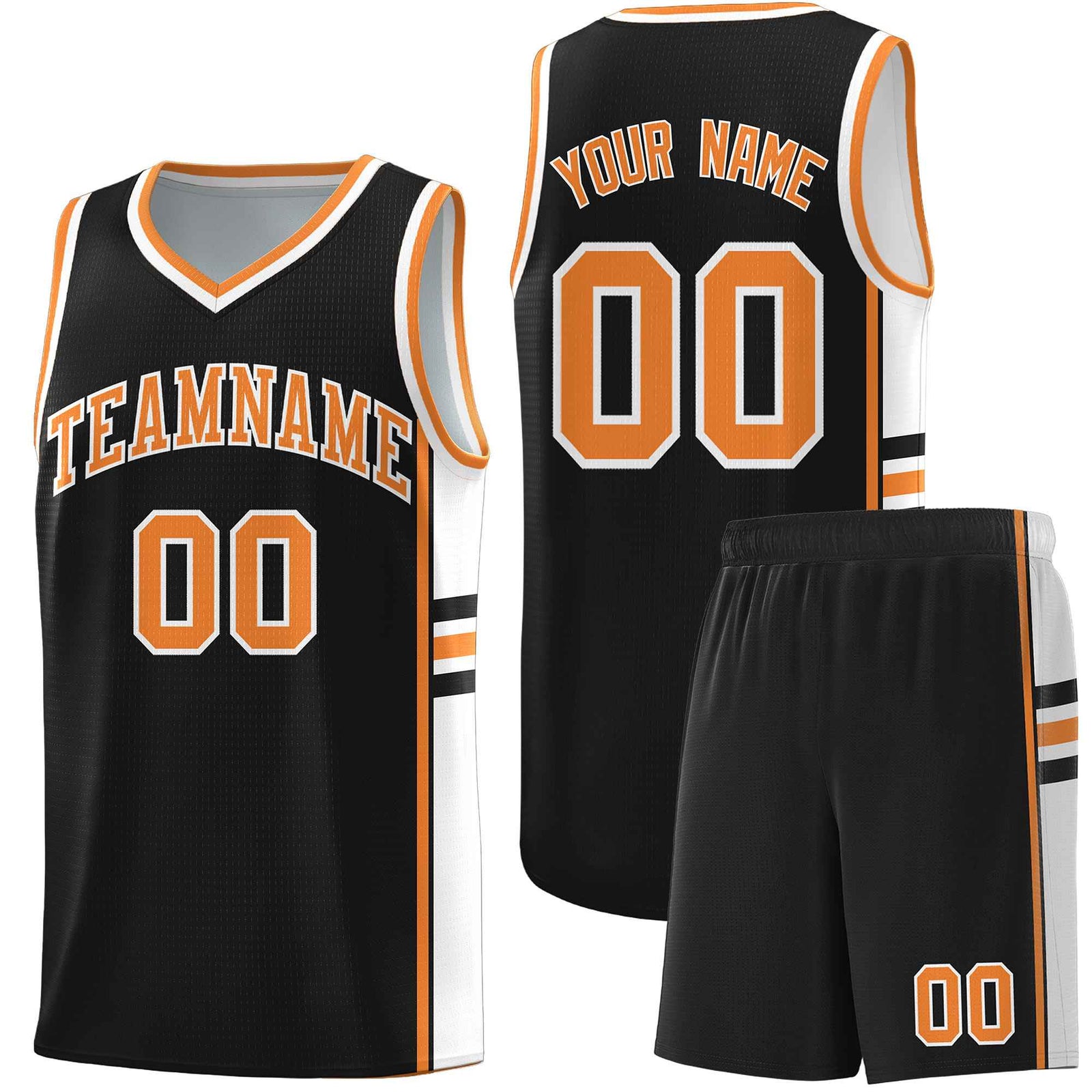 Custom Youth Basketball Jersey - Black Gold Orange Two-Tone Classic Varsity Uniform