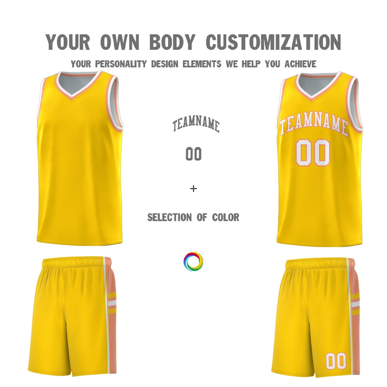 Custom Youth Basketball Jersey - Gold Light Orange Personalized Varsity Two-Tone Uniform