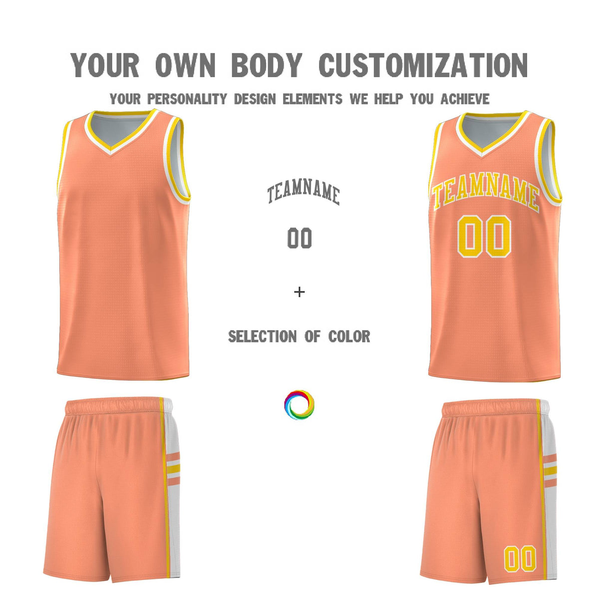 Custom Youth Basketball Jersey - Light Orange White Two-Tone Classic Varsity Uniform