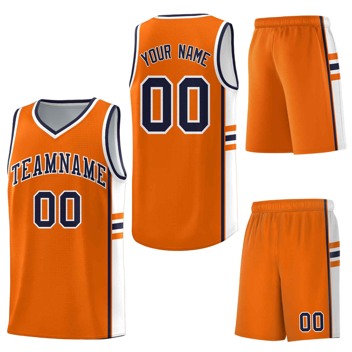 Custom Orange White Classic Color Block Lightweight Varsity Uniform Basketball Jersey