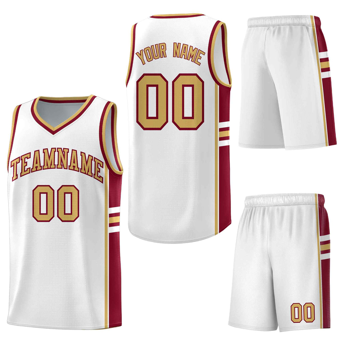 Custom White Crimson Classic Color Block Wrinkle-Resistant Personalized Uniform Basketball Jersey