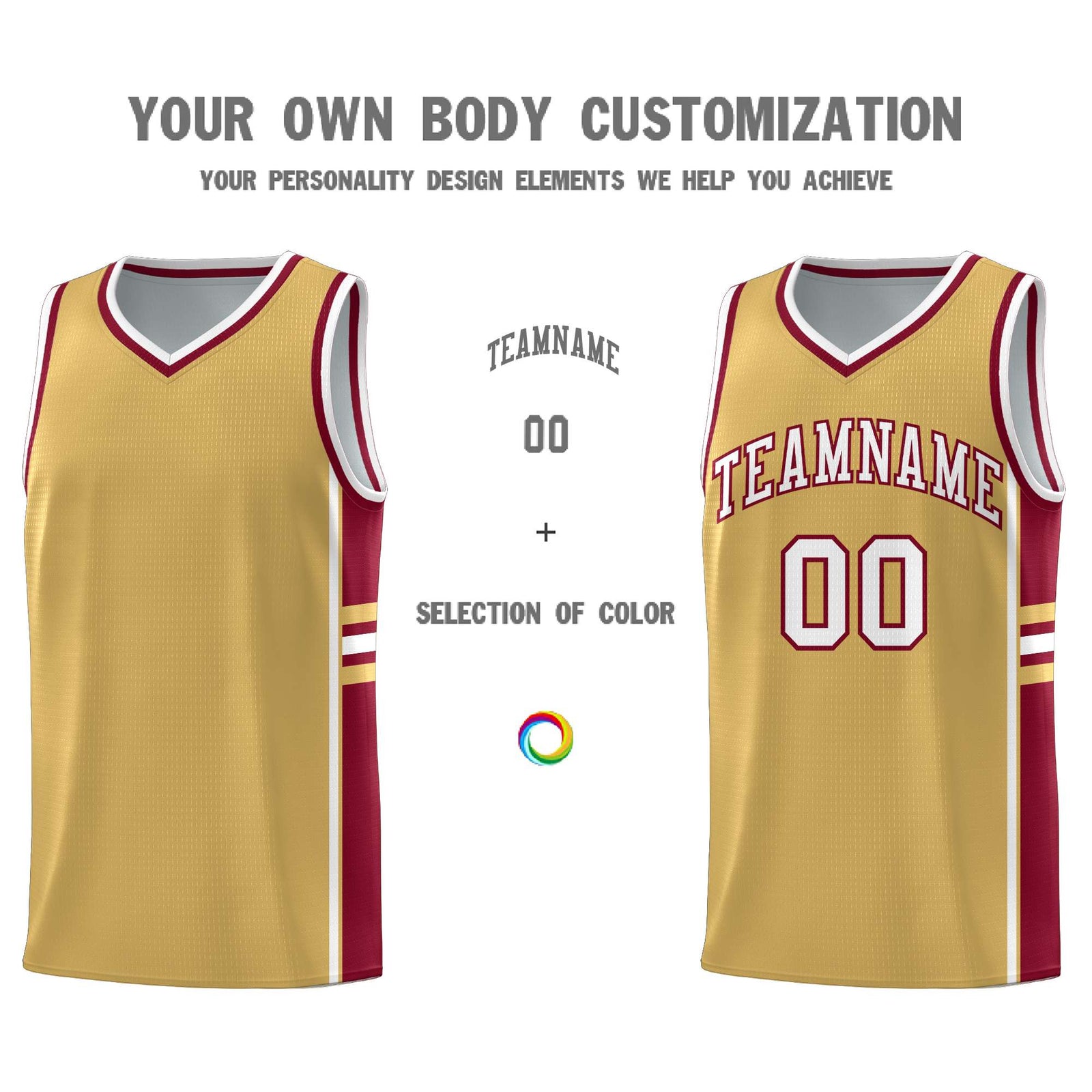 Custom Youth Basketball Jersey - Old Gold Crimson Two-Tone Classic Varsity Uniform