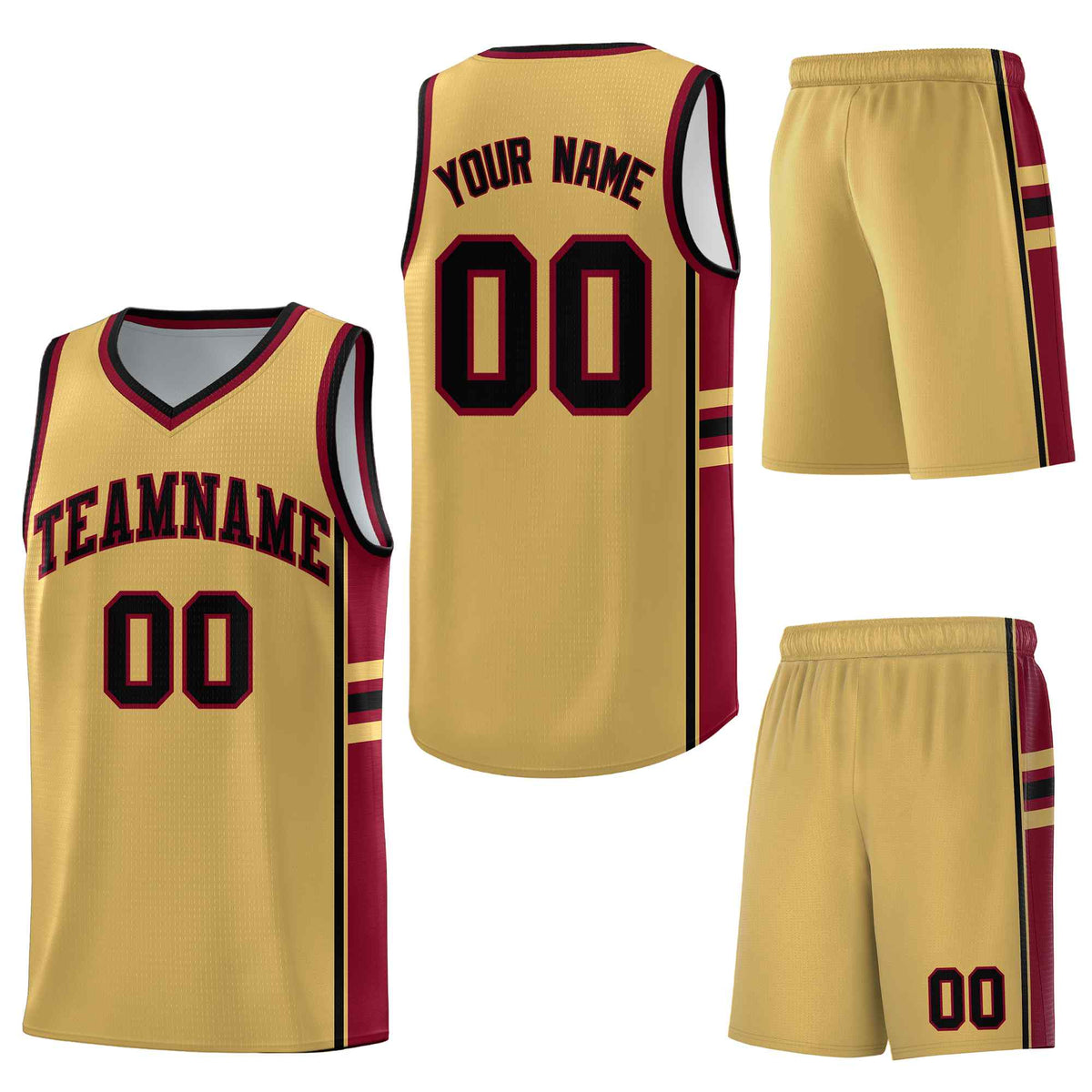 Custom Old Gold Crimson Classic Color Block Lightweight Personalized Uniform Basketball Jersey