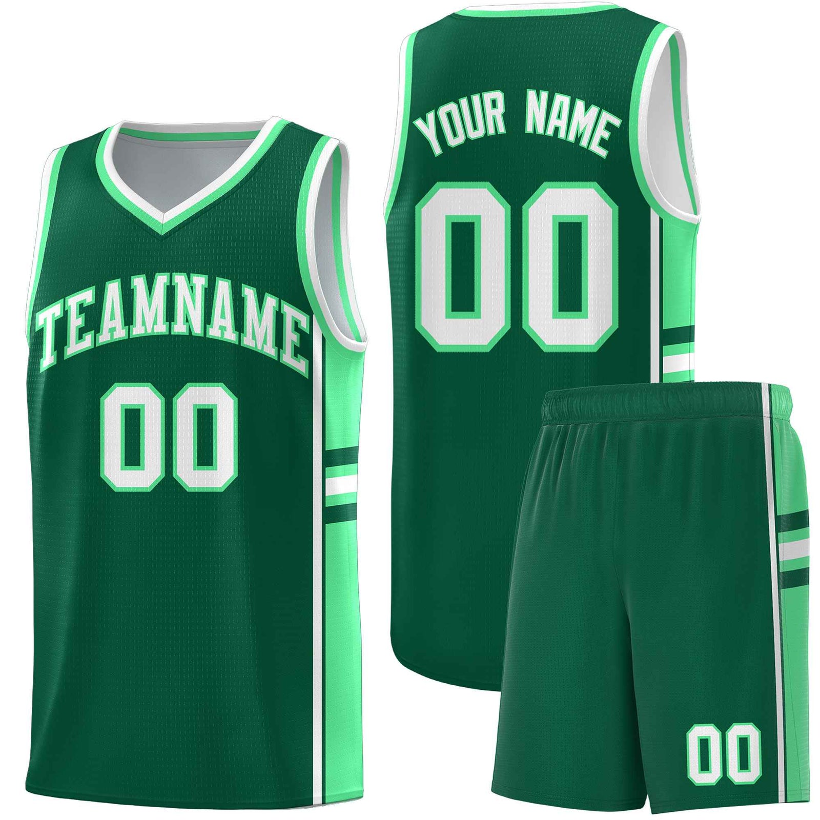 Custom Youth Basketball Jersey - Kelly Green Green Two-Tone Classic Varsity Uniform