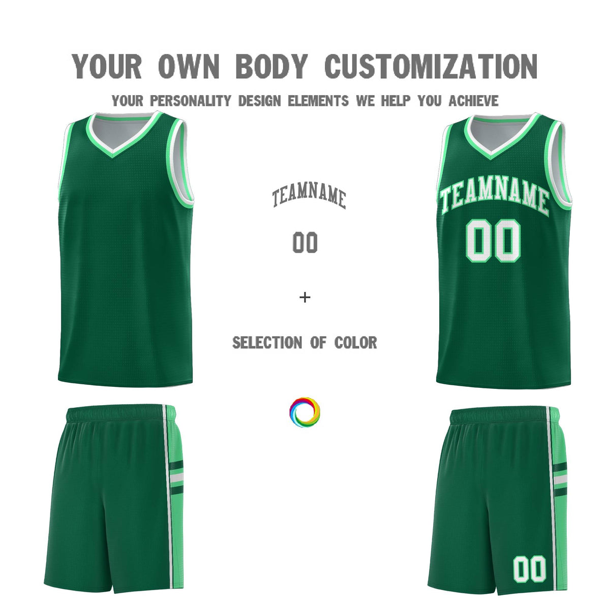 Custom Youth Basketball Jersey - Kelly Green Green Two-Tone Classic Varsity Uniform