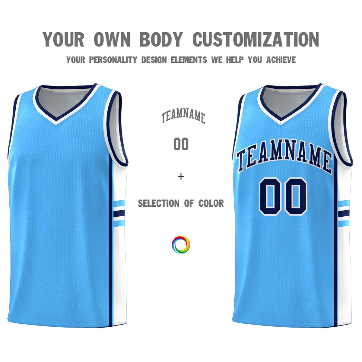 Custom Youth Basketball Jersey - Powder Blue White Personalized Varsity Two-Tone Uniform