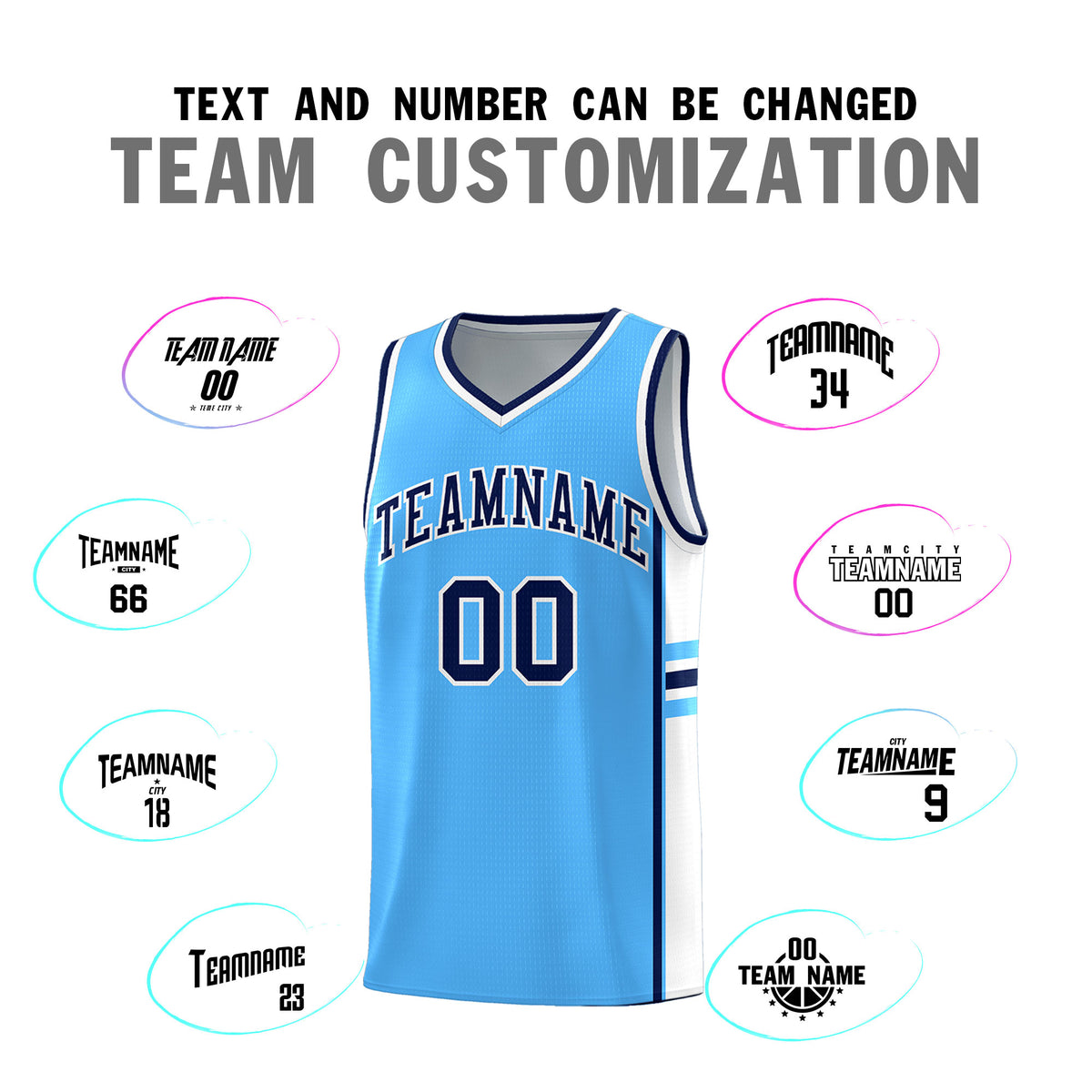 Custom Youth Basketball Jersey - Powder Blue White Personalized Varsity Two-Tone Uniform