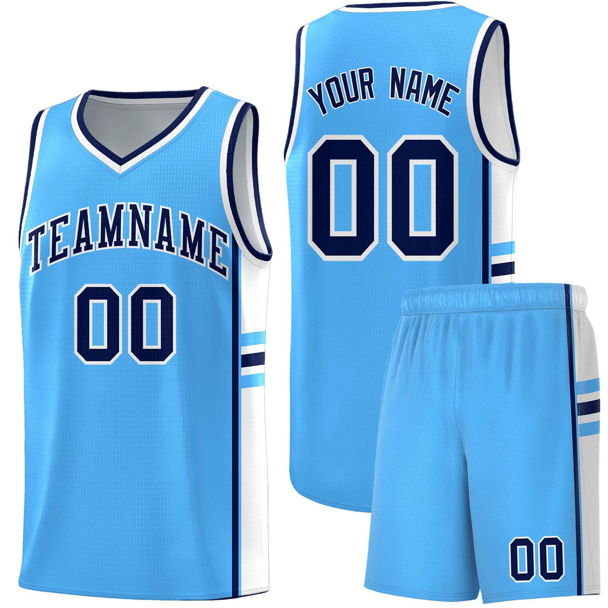 Custom Youth Basketball Jersey - Powder Blue White Personalized Varsity Two-Tone Uniform